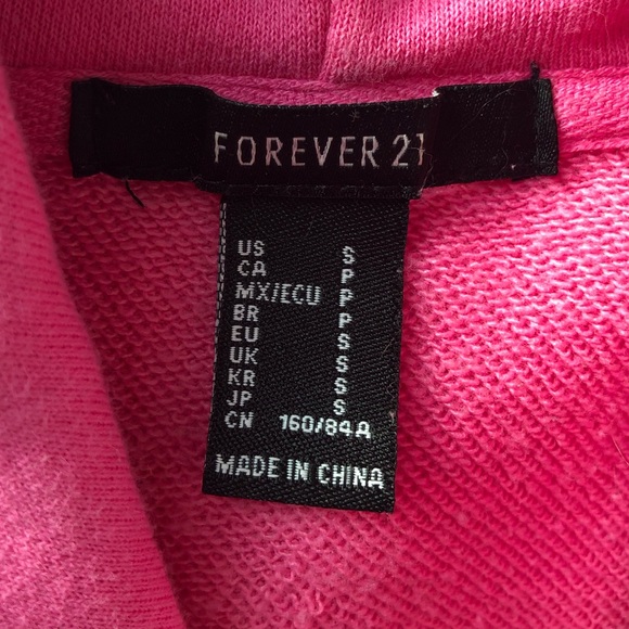 5/$20 Cropped bright pink “Woman” hoodie, size Small - Picture 5 of 6